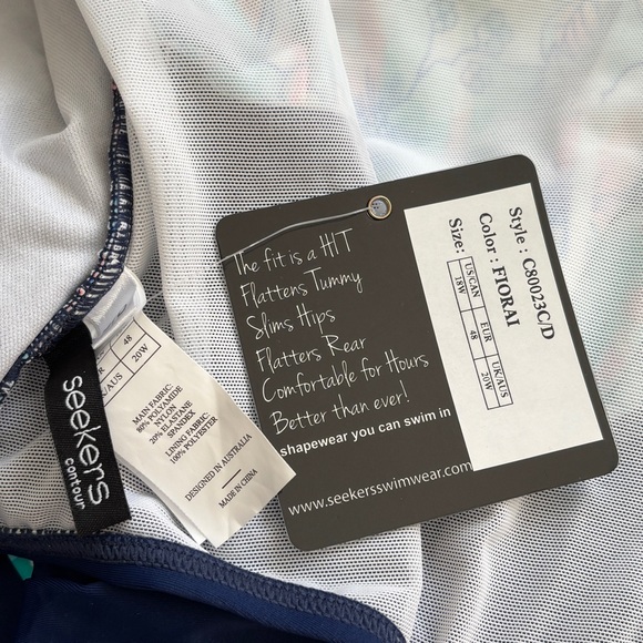 NWT! Seekers Contour One Piece Swimsuit 18W Tummy Control Floral - Picture 2 of 11